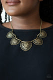 Garden Pixie - Brass Necklace - Paparazzi Accessories Necklace Bedazzle Me Pretty Mobile Fashion Boutique