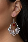 Garden Society - Red Earrings - Paparazzi Accessories Earrings Bedazzle Me Pretty Mobile Fashion Boutique