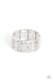 Garden Walls - White Bracelet - Paparazzi Accessories Bracelet Bedazzle Me Pretty Mobile Fashion Boutique