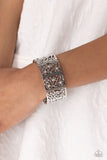 Garden Walls - White Bracelet - Paparazzi Accessories Bracelet Bedazzle Me Pretty Mobile Fashion Boutique