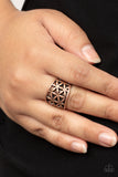 Gardenia Gazebo - Copper Ring - Paparazzi Accessories Ring Bedazzle Me Pretty Mobile Fashion Boutique