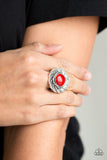 Gardenia Glow - Red Ring - Paparazzi Accessories Ring Bedazzle Me Pretty Mobile Fashion Boutique