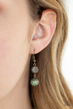 Gatherer Glamour - Brass Necklace - Paparazzi Accessories Necklace Bedazzle Me Pretty Mobile Fashion Boutique