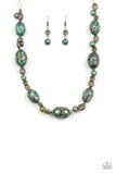 Gatherer Glamour - Brass Necklace - Paparazzi Accessories Necklace Bedazzle Me Pretty Mobile Fashion Boutique