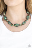Gatherer Glamour - Brass Necklace - Paparazzi Accessories Necklace Bedazzle Me Pretty Mobile Fashion Boutique