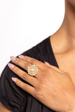 Gatsby Gait - Gold Ring - Paparazzi Accessories Ring Bedazzle Me Pretty Mobile Fashion Boutique