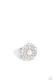 Gatsby Gait - White Ring - Paparazzi Accessories Ring Bedazzle Me Pretty Mobile Fashion Boutique