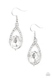 Gatsby Grandeur - White Earrings - Paparazzi Accessories Earrings Bedazzle Me Pretty Mobile Fashion Boutique