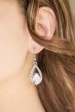 Gatsby Grandeur - White Earrings - Paparazzi Accessories Earrings Bedazzle Me Pretty Mobile Fashion Boutique