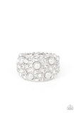 Gatsbys Girl - White Ring - Paparazzi Accessories Ring FS-Bedazzle Me Pretty Mobile Fashion Boutique