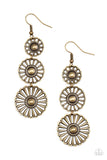 Gazebo Garden - Brass Earrings - Paparazzi Accessories Earrings Bedazzle Me Pretty Mobile Fashion Boutique