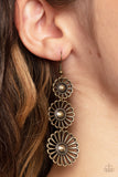 Gazebo Garden - Brass Earrings - Paparazzi Accessories Earrings Bedazzle Me Pretty Mobile Fashion Boutique