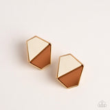 Generically Geometric - Brown Post Earrings - Paparazzi Accessories Post Earrings Bedazzle Me Pretty Mobile Fashion Boutique
