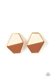 Generically Geometric - Brown Post Earrings - Paparazzi Accessories Post Earrings Bedazzle Me Pretty Mobile Fashion Boutique