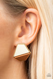 Generically Geometric - Brown Post Earrings - Paparazzi Accessories Post Earrings Bedazzle Me Pretty Mobile Fashion Boutique