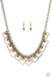 GEO Down In History  - Brass Necklace - Paparazzi Accessories Necklace Bedazzle Me Pretty Mobile Fashion Boutique