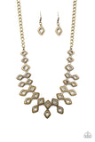 Geocentric - Brass Necklace - Paparazzi Accessories Necklace Bedazzle Me Pretty Mobile Fashion Boutique