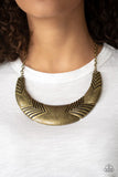 Geographic Goddess - Brass Necklace - Paparazzi Accessories Necklace Bedazzle Me Pretty Mobile Fashion Boutique