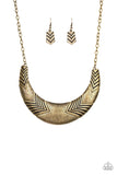 Geographic Goddess - Brass Necklace - Paparazzi Accessories Necklace Bedazzle Me Pretty Mobile Fashion Boutique