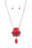 Geographically Gorgeous - Red Necklace - Paparazzi Accessories Necklace Bedazzle Me Pretty Mobile Fashion Boutique