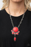 Geographically Gorgeous - Red Necklace - Paparazzi Accessories Necklace Bedazzle Me Pretty Mobile Fashion Boutique