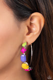 Geometric Gamer - Pink Earrings - Paparazzi Accessories Earrings Bedazzle Me Pretty Mobile Fashion Boutique
