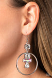 Geometric Glam - White Earrings - Paparazzi Accessories Earrings Bedazzle Me Pretty Mobile Fashion Boutique