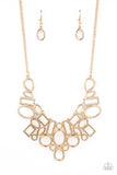 Geometric Grit - Gold Necklace - Paparazzi Accessories Necklace Bedazzle Me Pretty Mobile Fashion Boutique