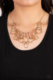 Geometric Grit - Gold Necklace - Paparazzi Accessories Necklace Bedazzle Me Pretty Mobile Fashion Boutique