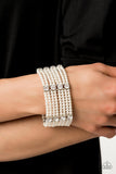 Get In Line - White Bracelet - Paparazzi Accessories Bracelet Bedazzle Me Pretty Mobile Fashion Boutique