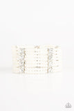 Get In Line - White Bracelet - Paparazzi Accessories Bracelet Bedazzle Me Pretty Mobile Fashion Boutique