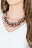 Get Off My Runway - Brown Necklace - Paparazzi Accessories Necklace Bedazzle Me Pretty Mobile Fashion Boutique