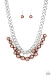 Get Off My Runway - Brown Necklace - Paparazzi Accessories Necklace Bedazzle Me Pretty Mobile Fashion Boutique