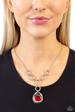 Get OVAL It - Red Necklace - Paparazzi Accessories Necklace Bedazzle Me Pretty Mobile Fashion Boutique