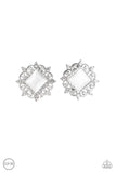 Get Rich Quick - White Clip-On Earrings - Paparazzi Accessories Clip-On Earrings Bedazzle Me Pretty Mobile Fashion Boutique