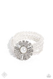 Gifted Gatsby - White Bracelet - Paparazzi Accessories Bracelet Bedazzle Me Pretty Mobile Fashion Boutique