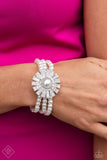 Gifted Gatsby - White Bracelet - Paparazzi Accessories Bracelet Bedazzle Me Pretty Mobile Fashion Boutique