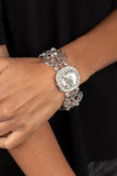 Gilded Gallery - White Bracelet - Paparazzi Accessories Bracelet Bedazzle Me Pretty Mobile Fashion Boutique