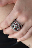Girl Fight - Red Ring - Paparazzi Accessories Ring Bedazzle Me Pretty Mobile Fashion Boutique