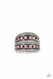 Girl Fight - Red Ring - Paparazzi Accessories Ring Bedazzle Me Pretty Mobile Fashion Boutique
