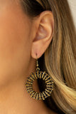 Girl Of Your GLEAMS - Brass Earrings - Paparazzi Accessories Earrings Bedazzle Me Pretty Mobile Fashion Boutique