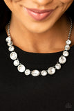 Girls Gotta Glow - White Necklace - Paparazzi Accessories Necklace Bedazzle Me Pretty Mobile Fashion Boutique