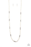 Girls Have More FUNDS - White Necklace - Paparazzi Accessories Necklace Bedazzle Me Pretty Mobile Fashion Boutique