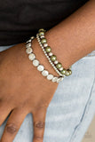 Girly Girl Glamour - Green Bracelet - Paparazzi Accessories Bracelet Bedazzle Me Pretty Mobile Fashion Boutique