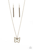Gives Me Butterflies - Brass Necklace - Paparazzi Accessories Necklace Bedazzle Me Pretty Mobile Fashion Boutique