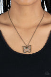 Gives Me Butterflies - Brass Necklace - Paparazzi Accessories Necklace Bedazzle Me Pretty Mobile Fashion Boutique