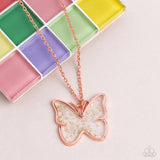 Gives Me Butterflies - Copper Necklace - Paparazzi Accessories Necklace Bedazzle Me Pretty Mobile Fashion Boutique