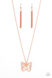 Gives Me Butterflies - Copper Necklace - Paparazzi Accessories Necklace Bedazzle Me Pretty Mobile Fashion Boutique