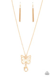 Gives Me Butterflies - Gold Lanyard - Paparazzi Accessories Lanyard Bedazzle Me Pretty Mobile Fashion Boutique