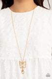 Gives Me Butterflies - Gold Lanyard - Paparazzi Accessories Lanyard Bedazzle Me Pretty Mobile Fashion Boutique
